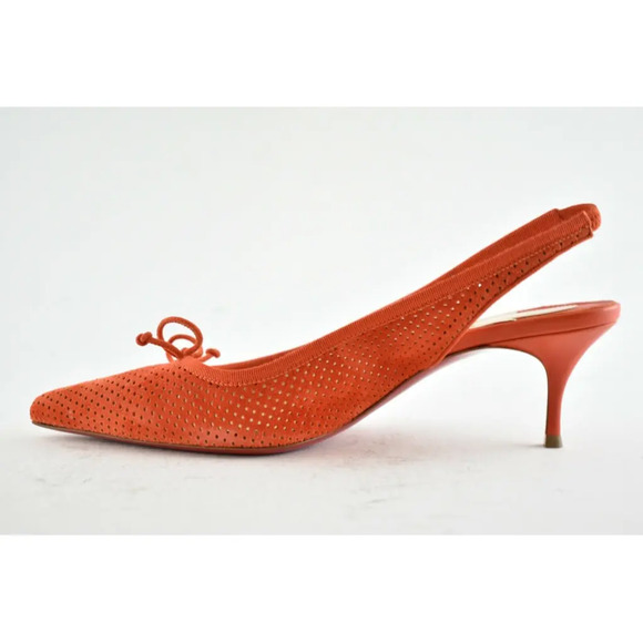 Christian Louboutin Hall Sling Pump 55 VIF Red Orange Suede Slingback Heel 38 - Picture 9 of 12